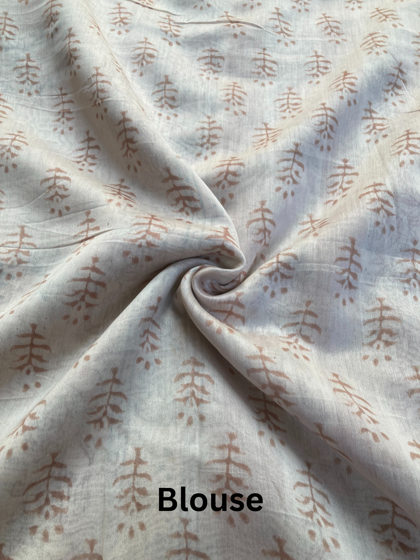 Tan Block-Printed Chanderi Saree