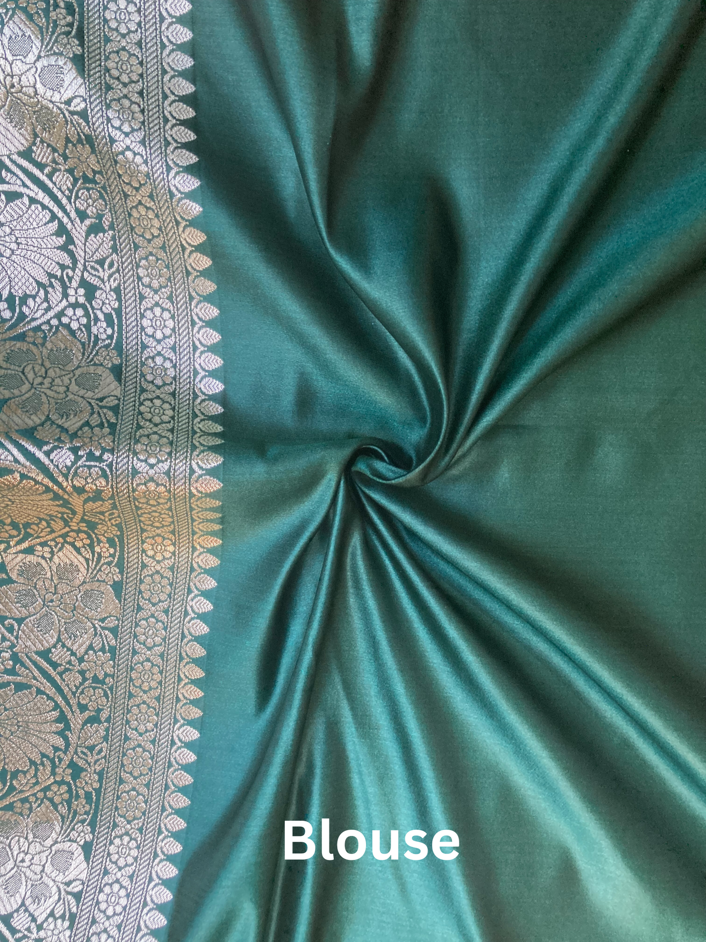 Bottle green Banarasi satin Saree