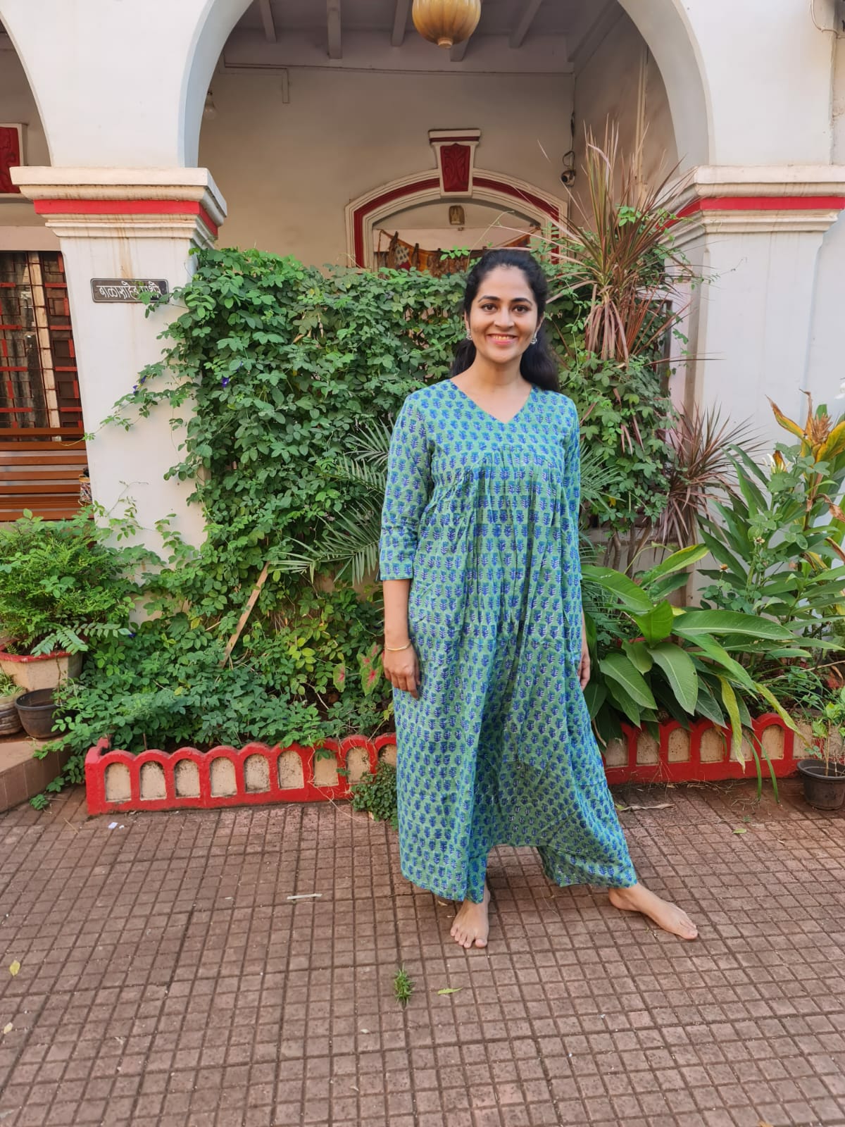 Bottle Green Block Printed Cotton Co-ord Set