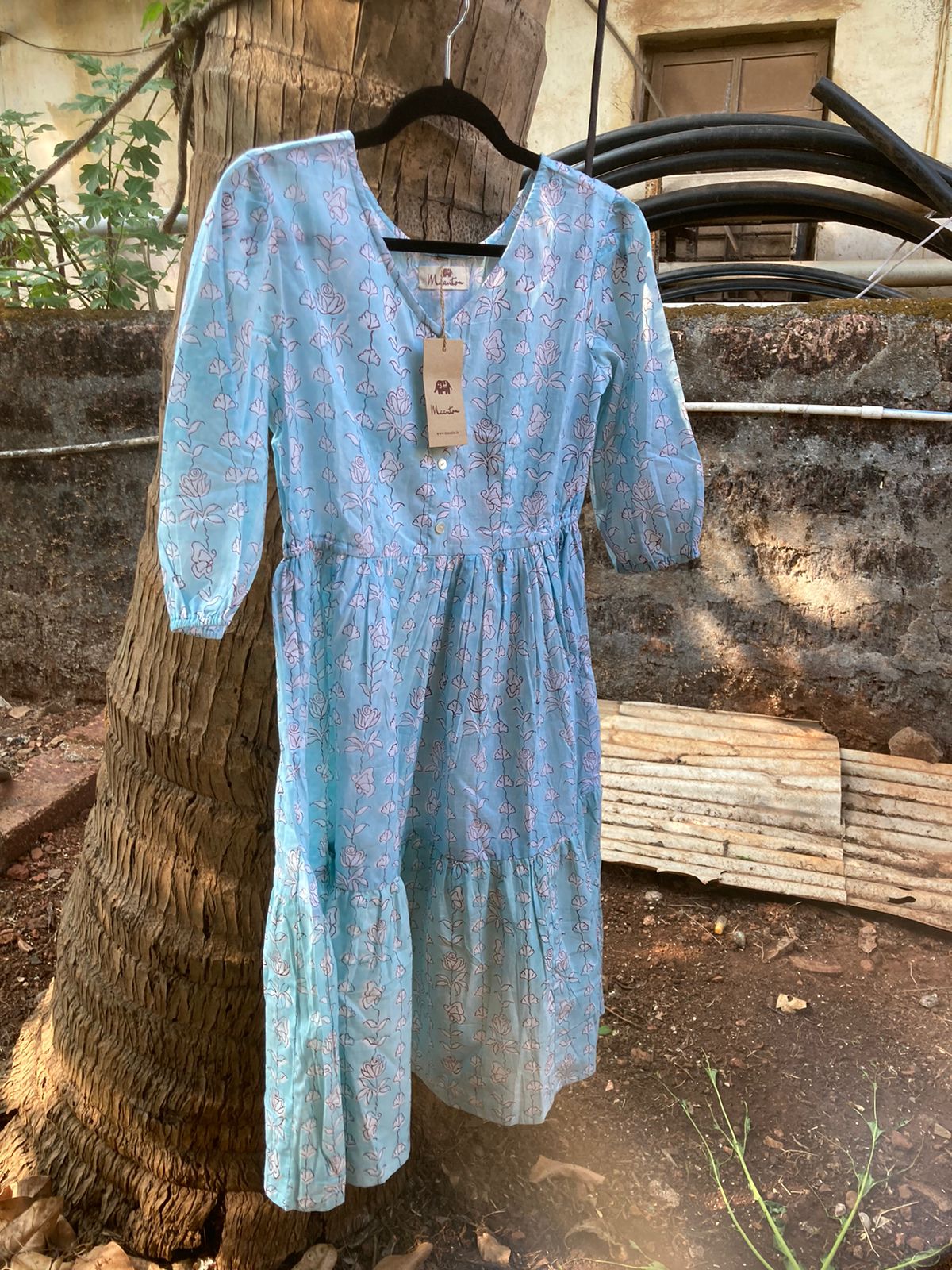 Sky Blue short floral Dress