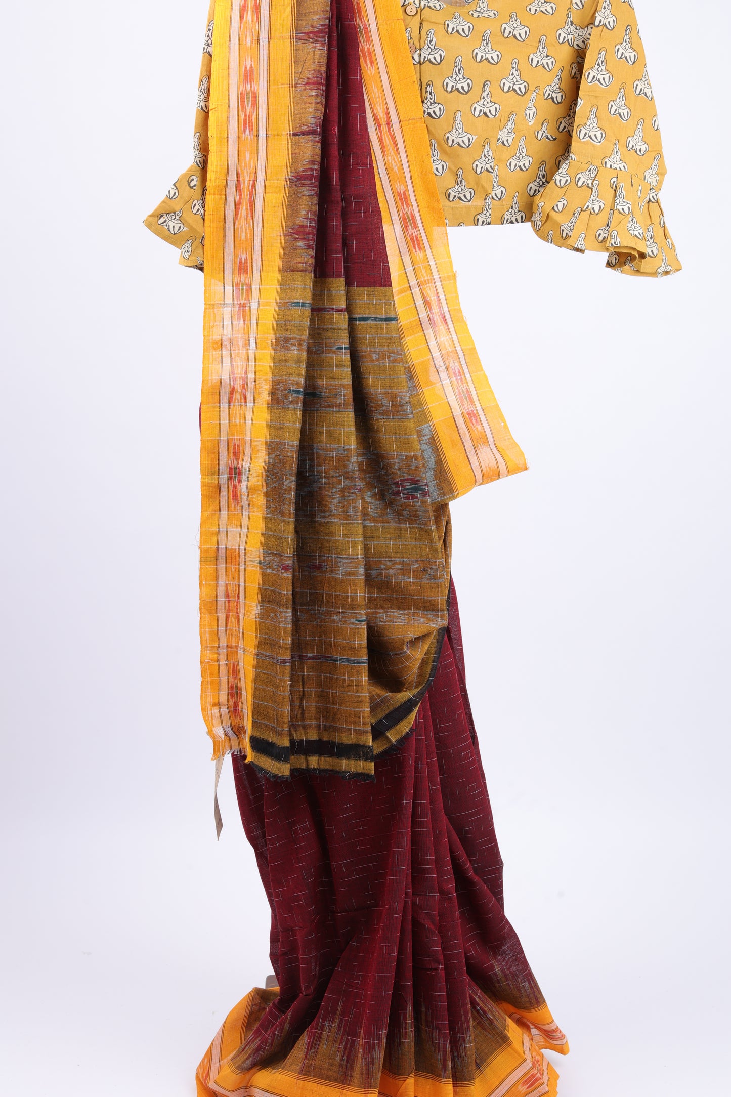 Maroon Sambalpuri Ikkat Saree