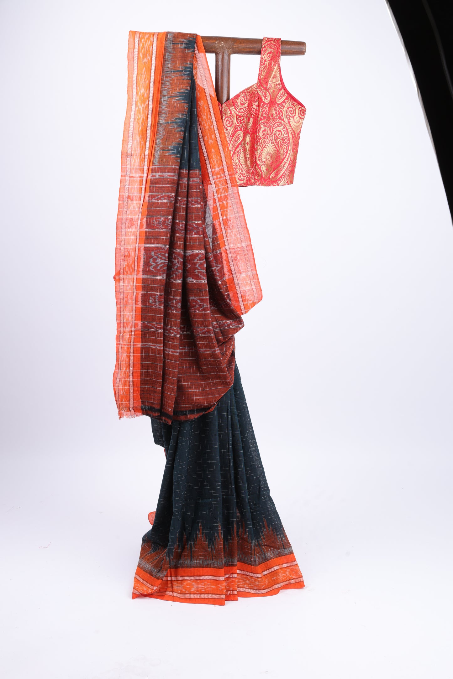 Dark Green Sambalpuri Ikkat Saree