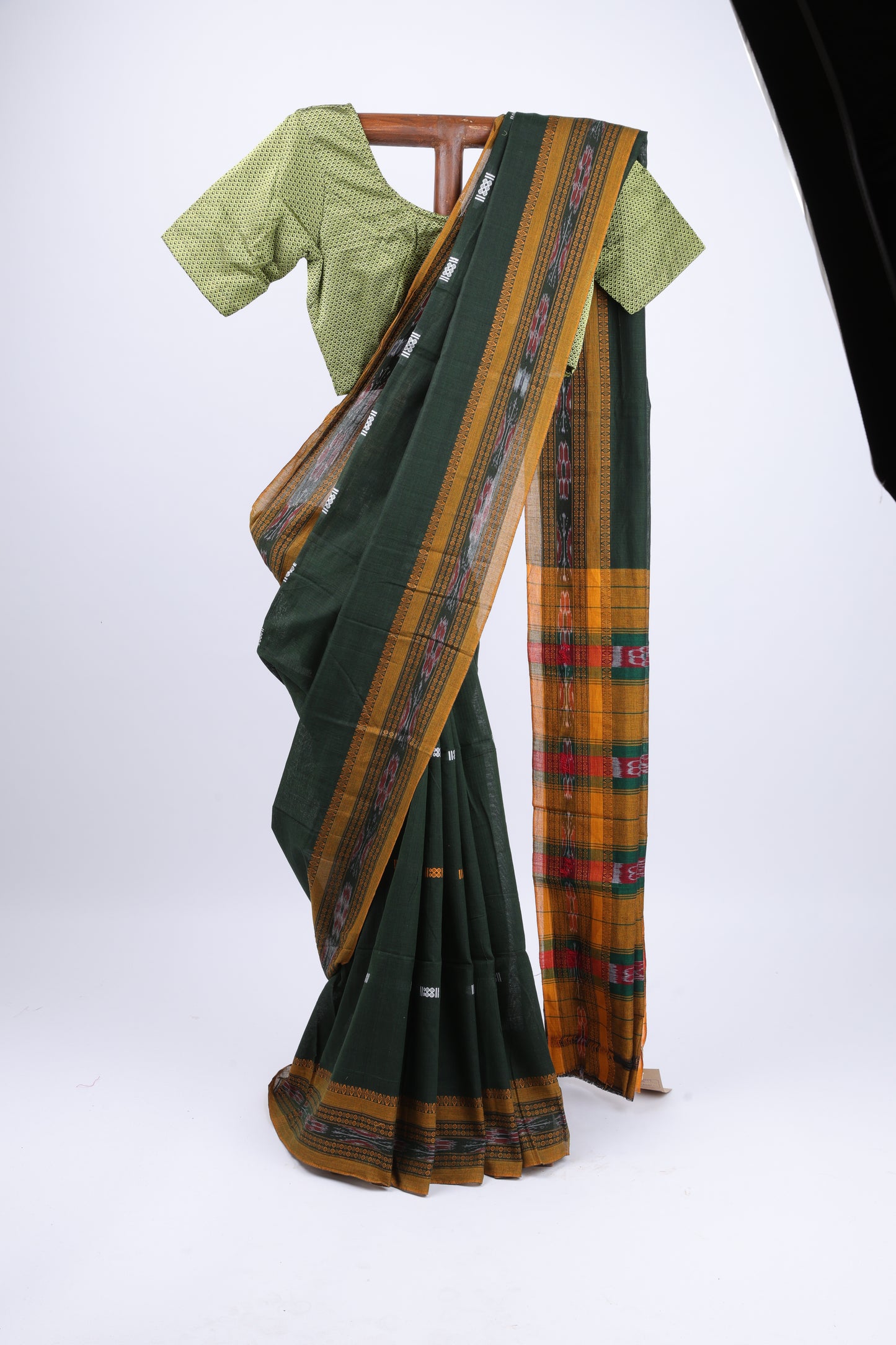 Forest Green Sambalpuri Ikkat Saree