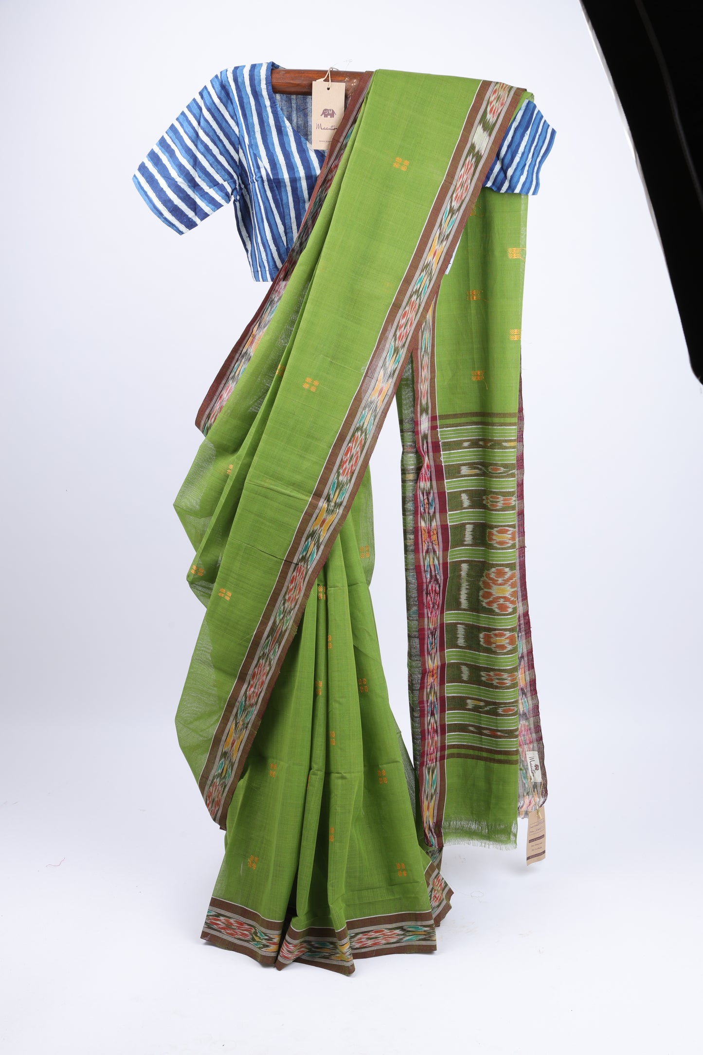 Kelly Green Sambalpuri Ikkat Saree