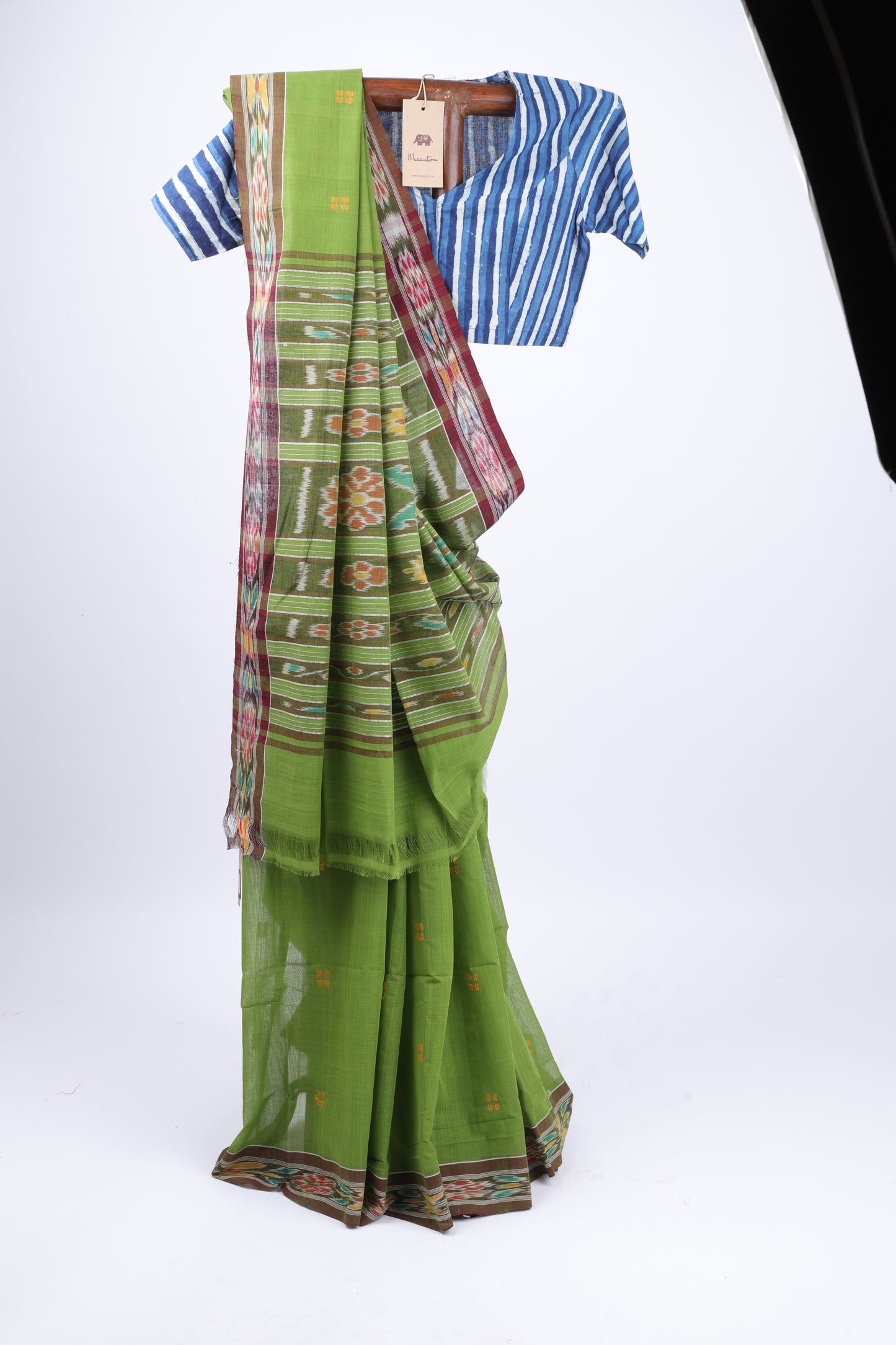 Kelly Green Sambalpuri Ikkat Saree