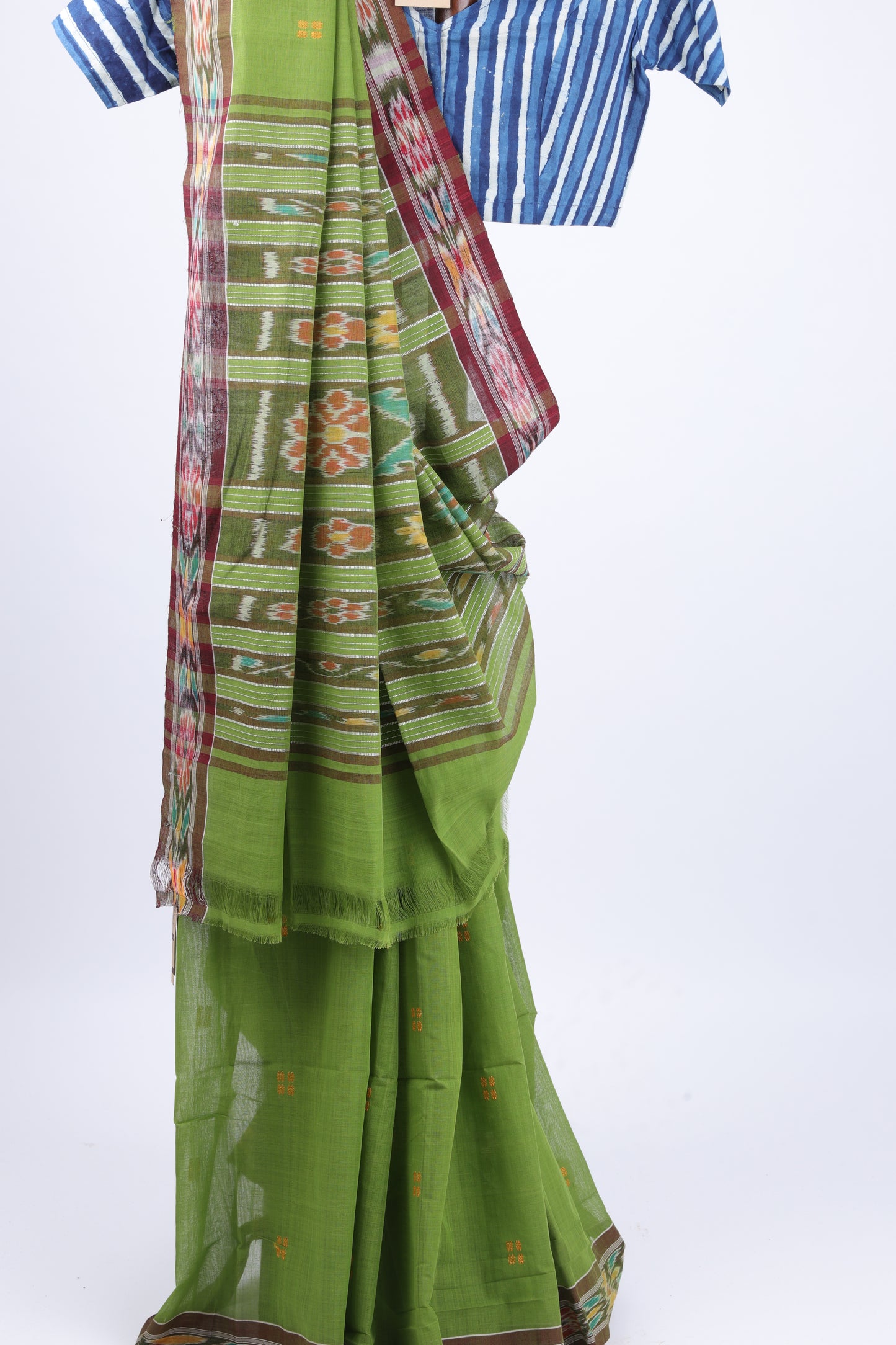 Kelly Green Sambalpuri Ikkat Saree