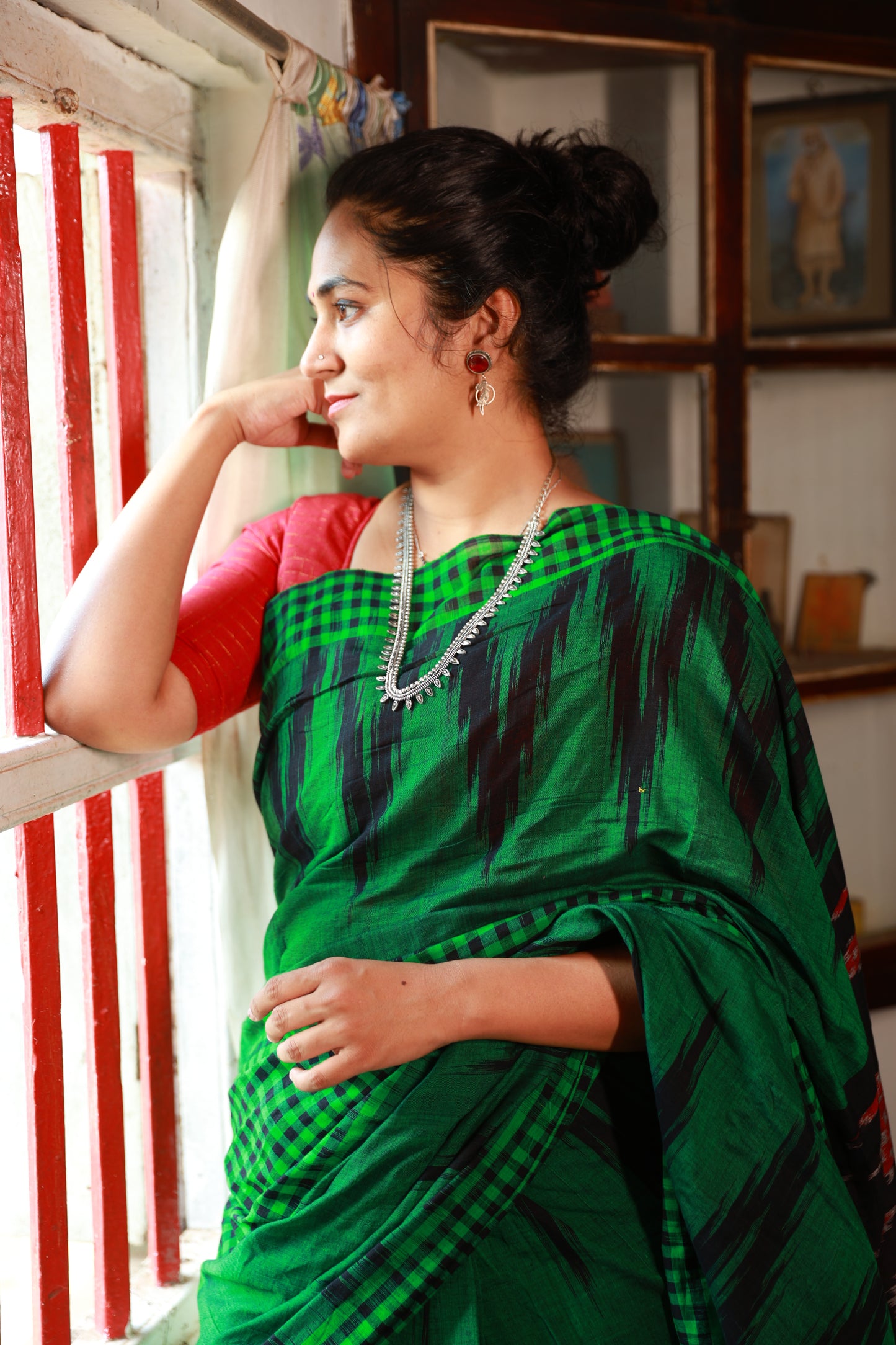 Emerald Sambalpuri Ikkat Saree