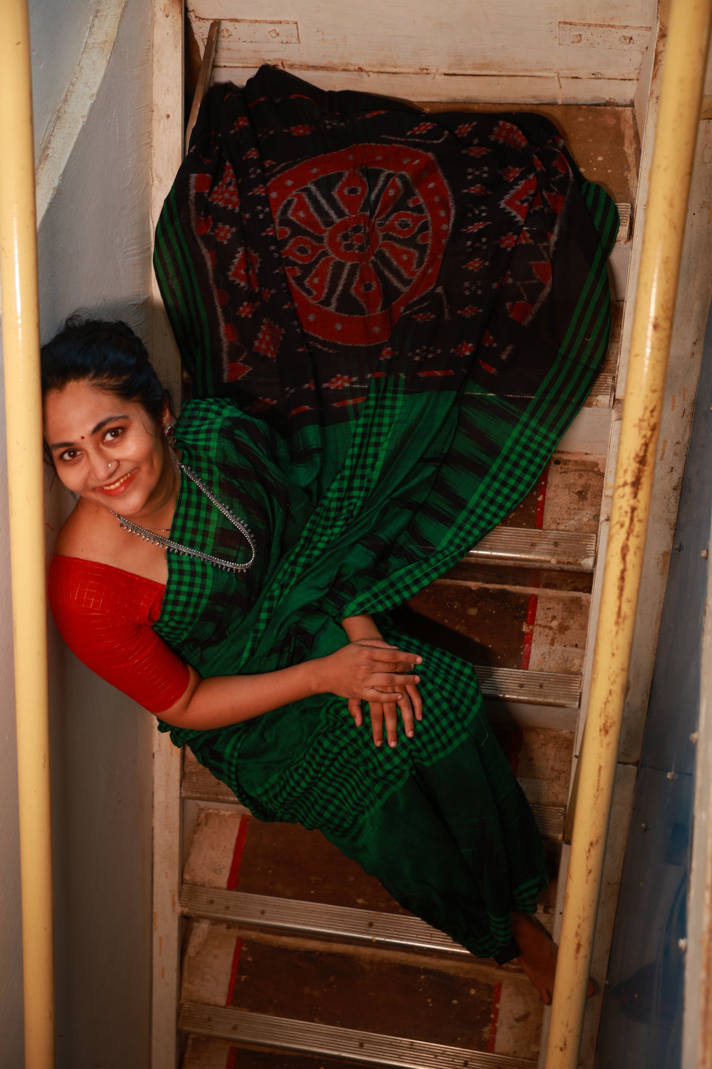 Emerald Sambalpuri Ikkat Saree
