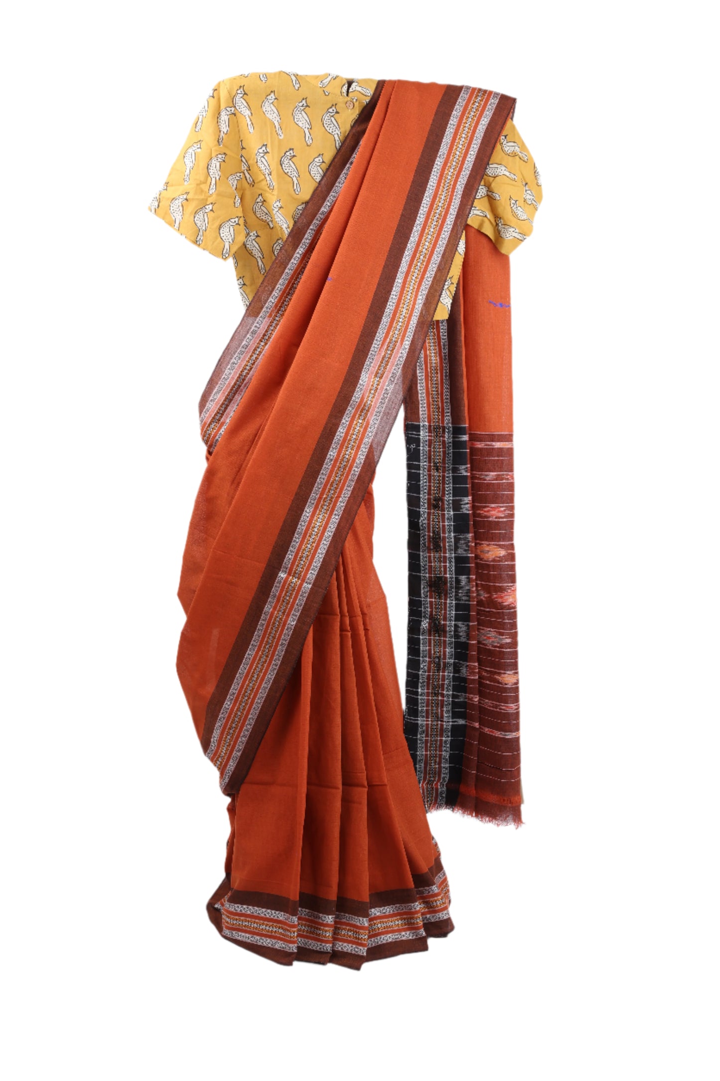 Brownish Orange Sambalpuri Ikkat saree
