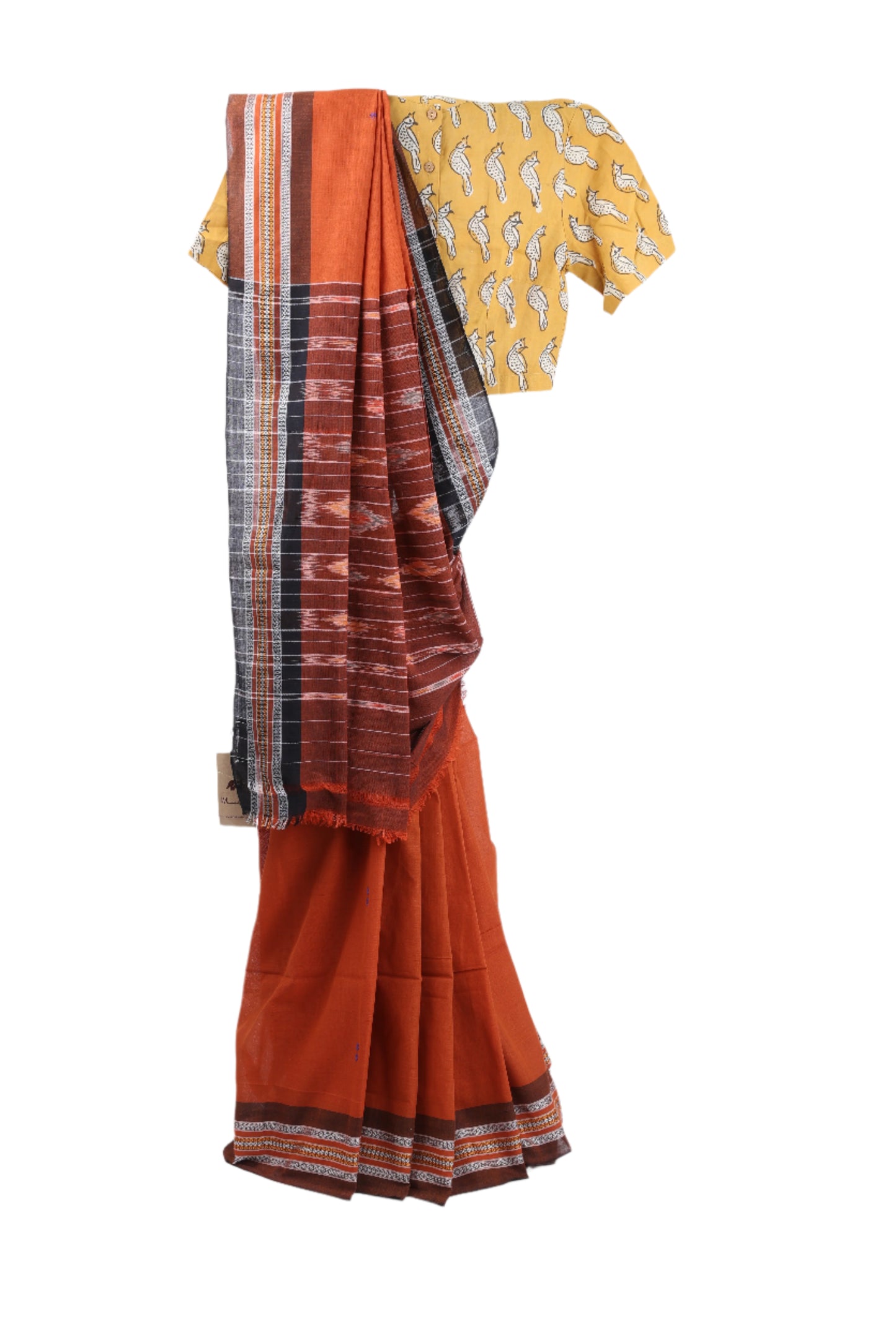 Brownish Orange Sambalpuri Ikkat saree