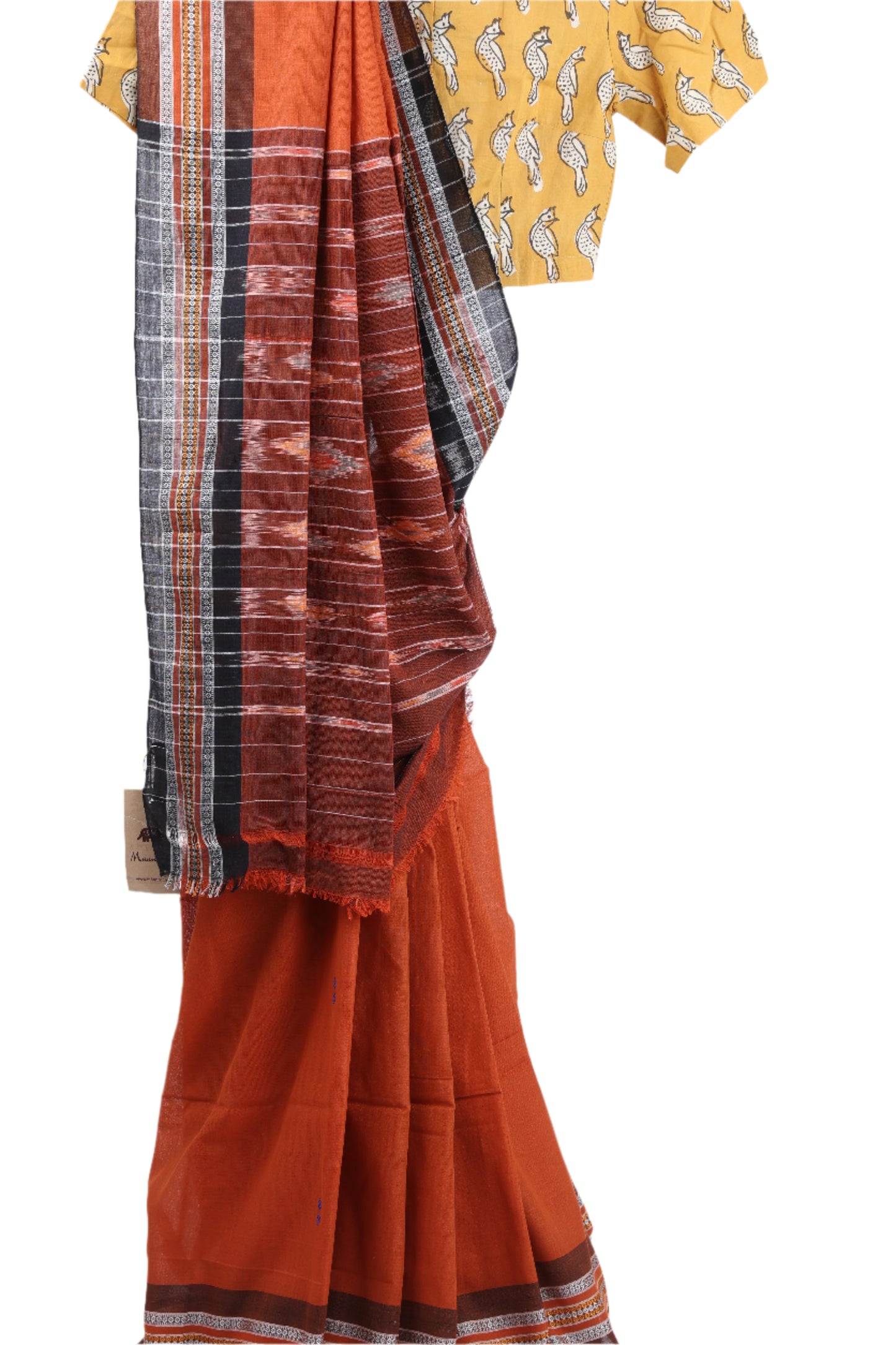Brownish Orange Sambalpuri Ikkat saree
