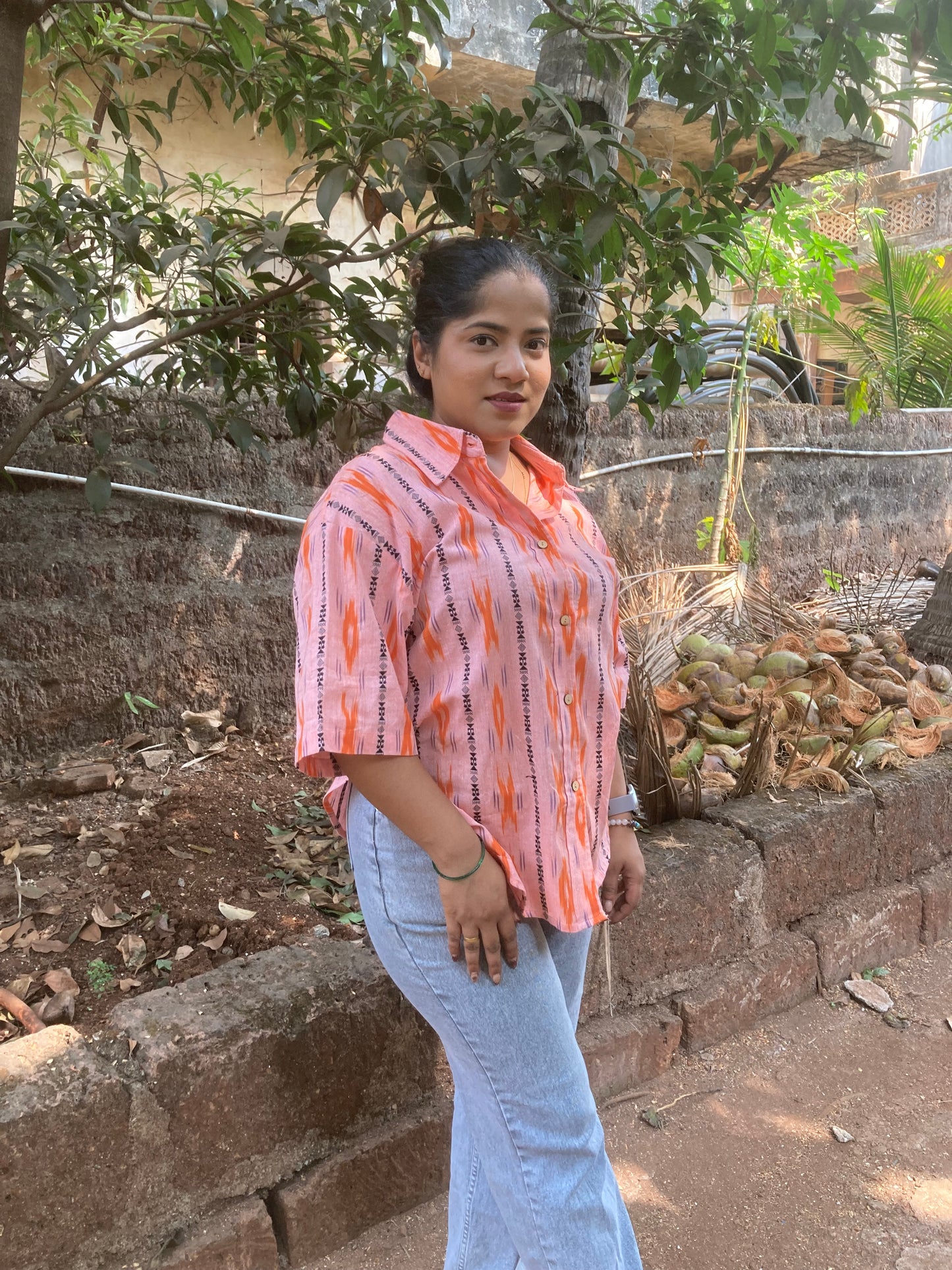Orange Ikkat Shirt