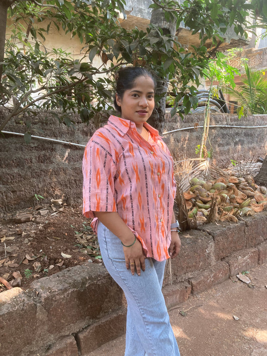 Orange Ikkat Shirt