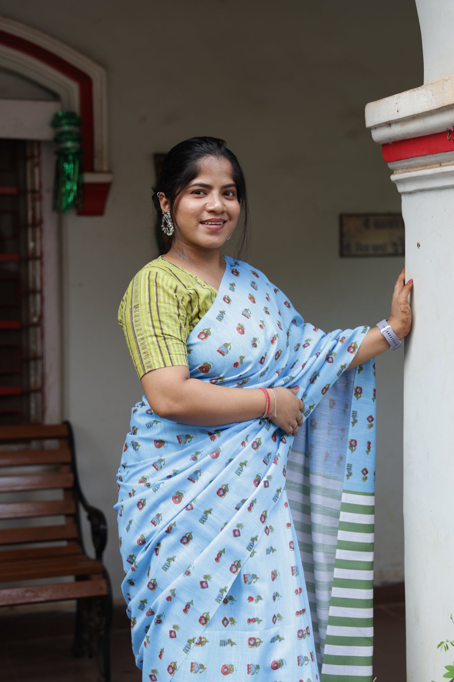 Royal Blue Jute Cotton Saree