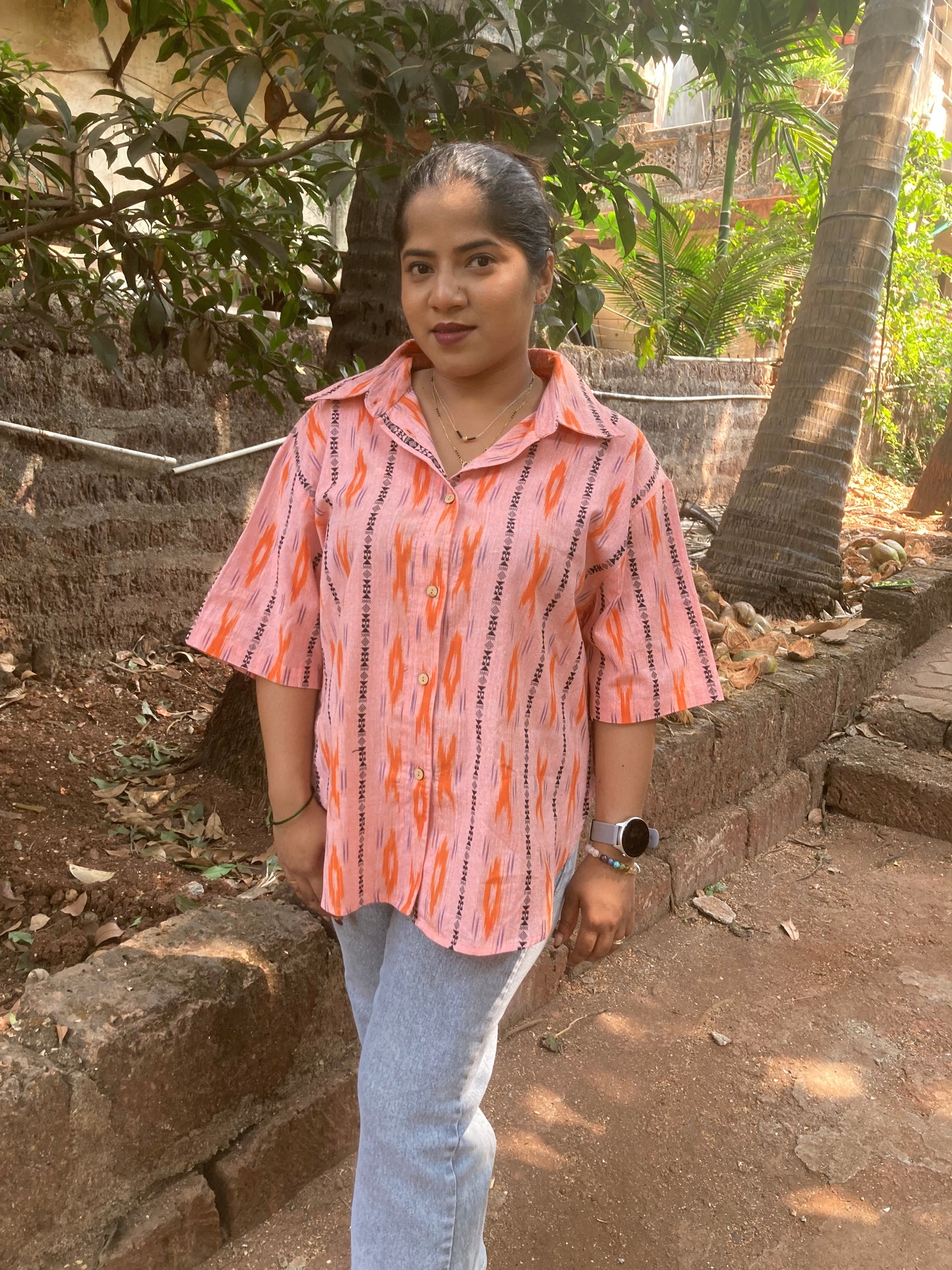 Orange Ikkat Shirt