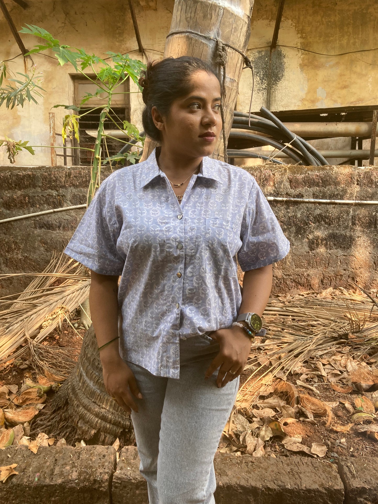 Light Purple Block Printed Shirt