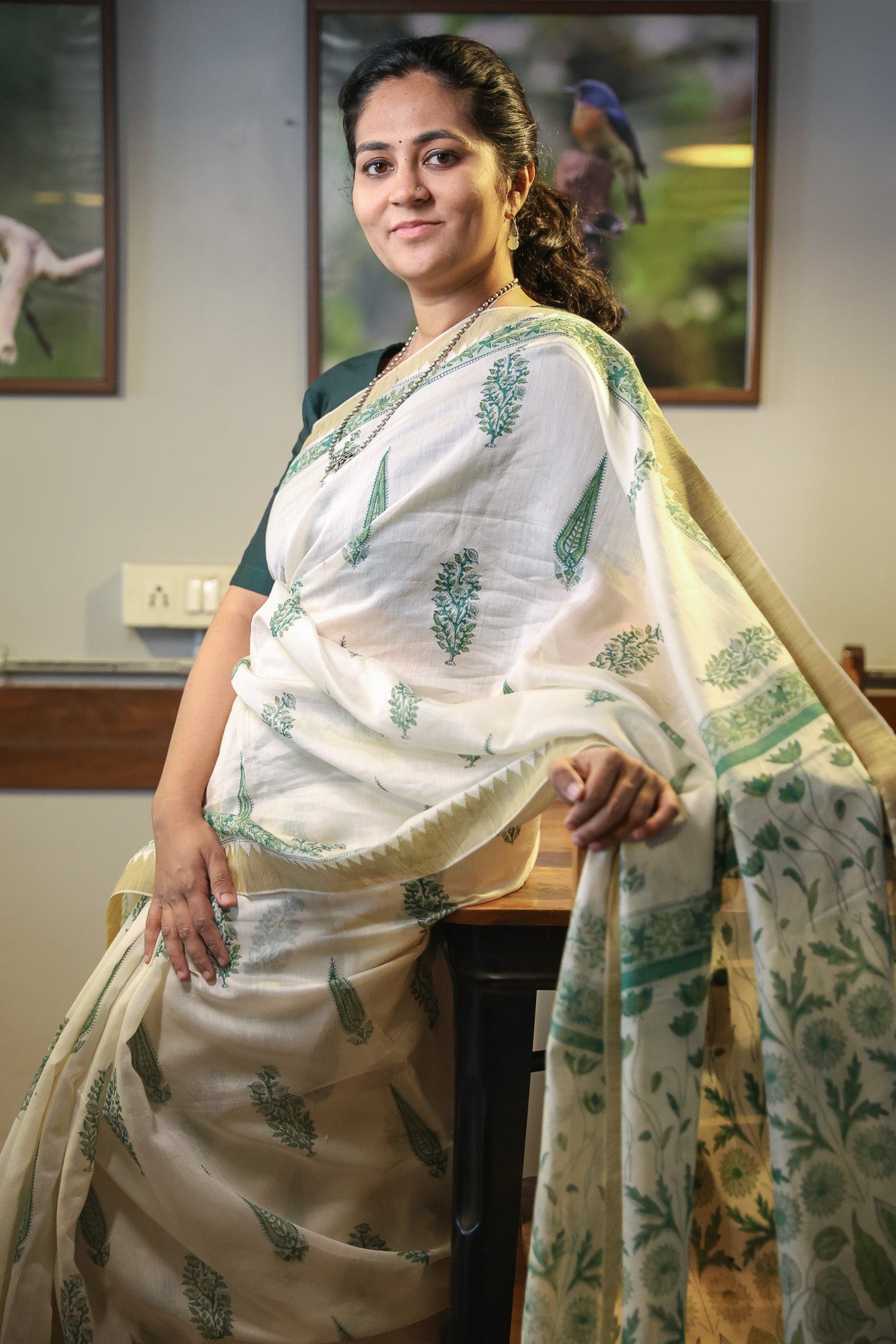 Off White Sangneri saree