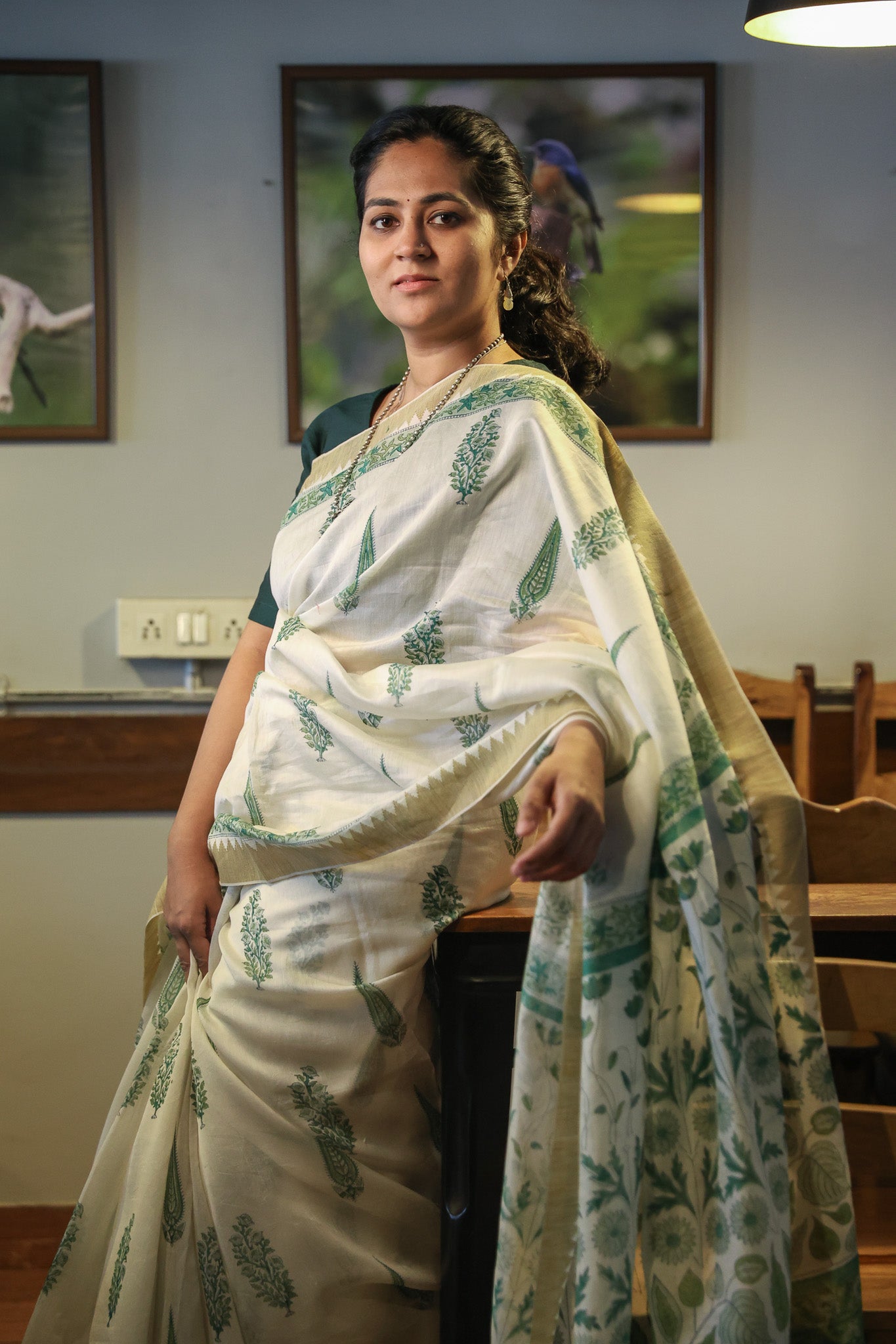 Off White Sangneri saree