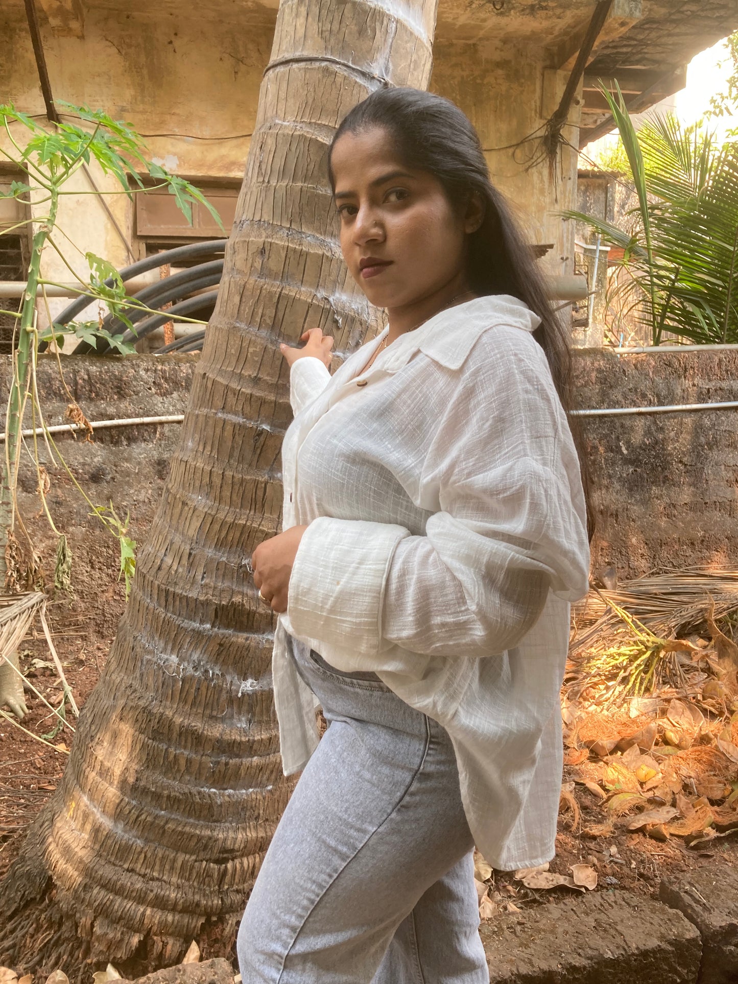 White Mul Cotton Shirt