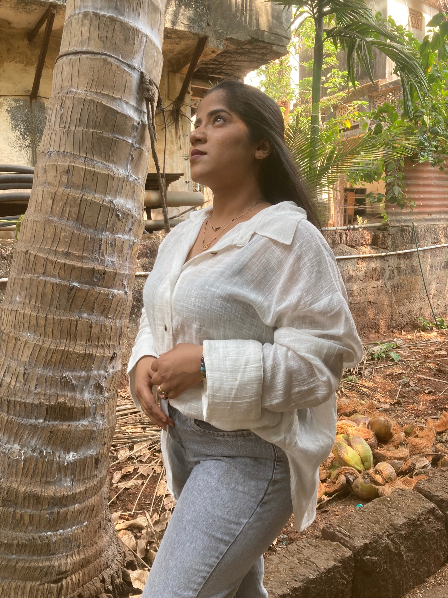 White Mul Cotton Shirt