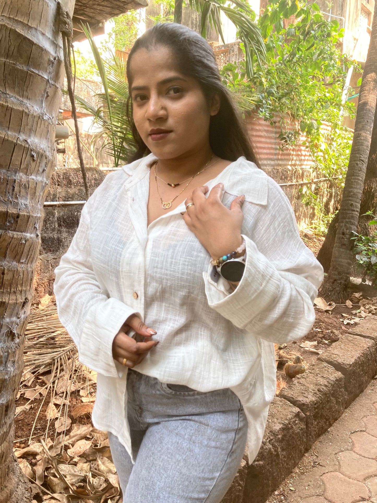 White Mul Cotton Shirt