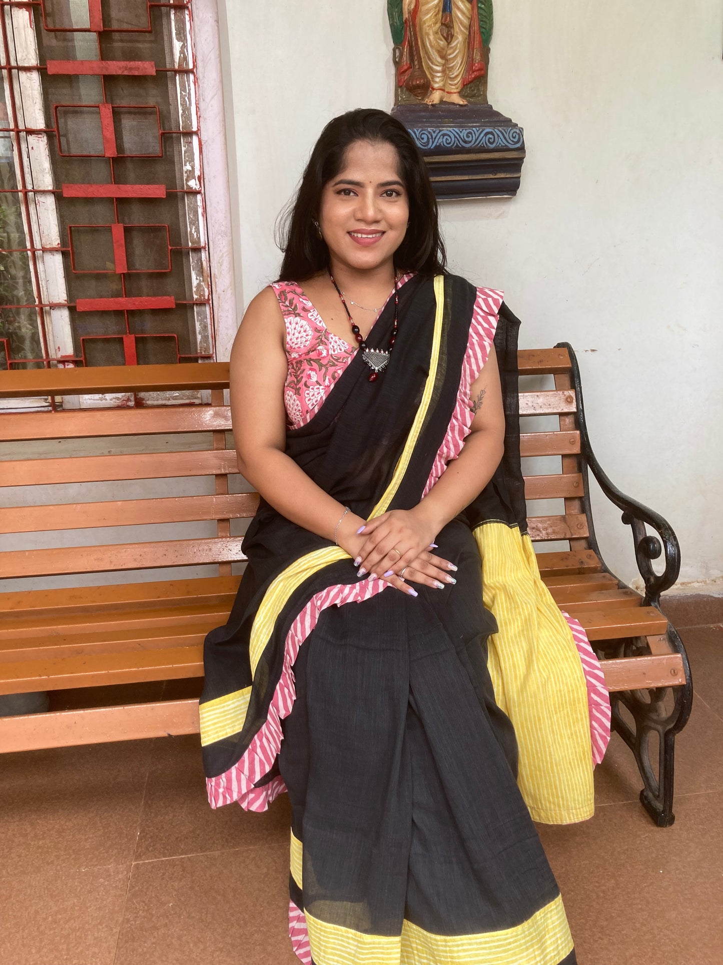 Charcoal Black Maanto Concept Saree