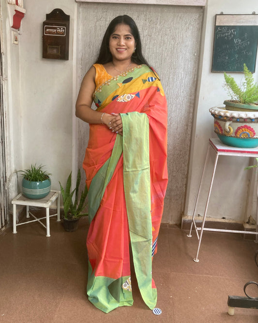 Tangerine Orange Concept Saree