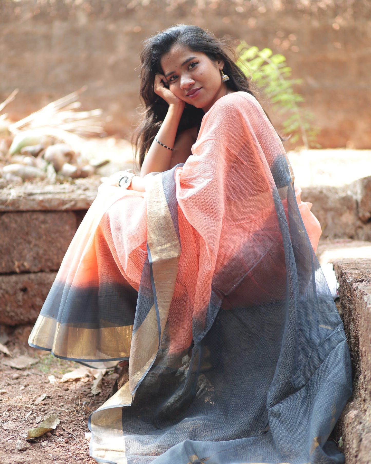 Tiger Ombre-Dyed Kota Doria Saree
