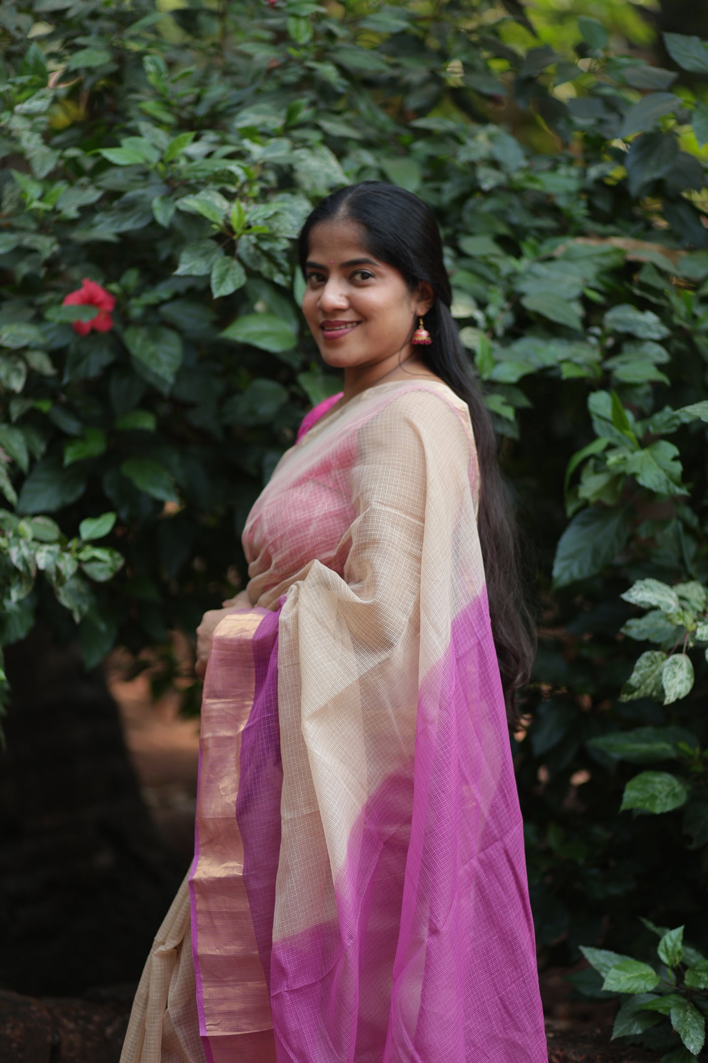 Buff  Ombre-Dyed Kota Doria Saree