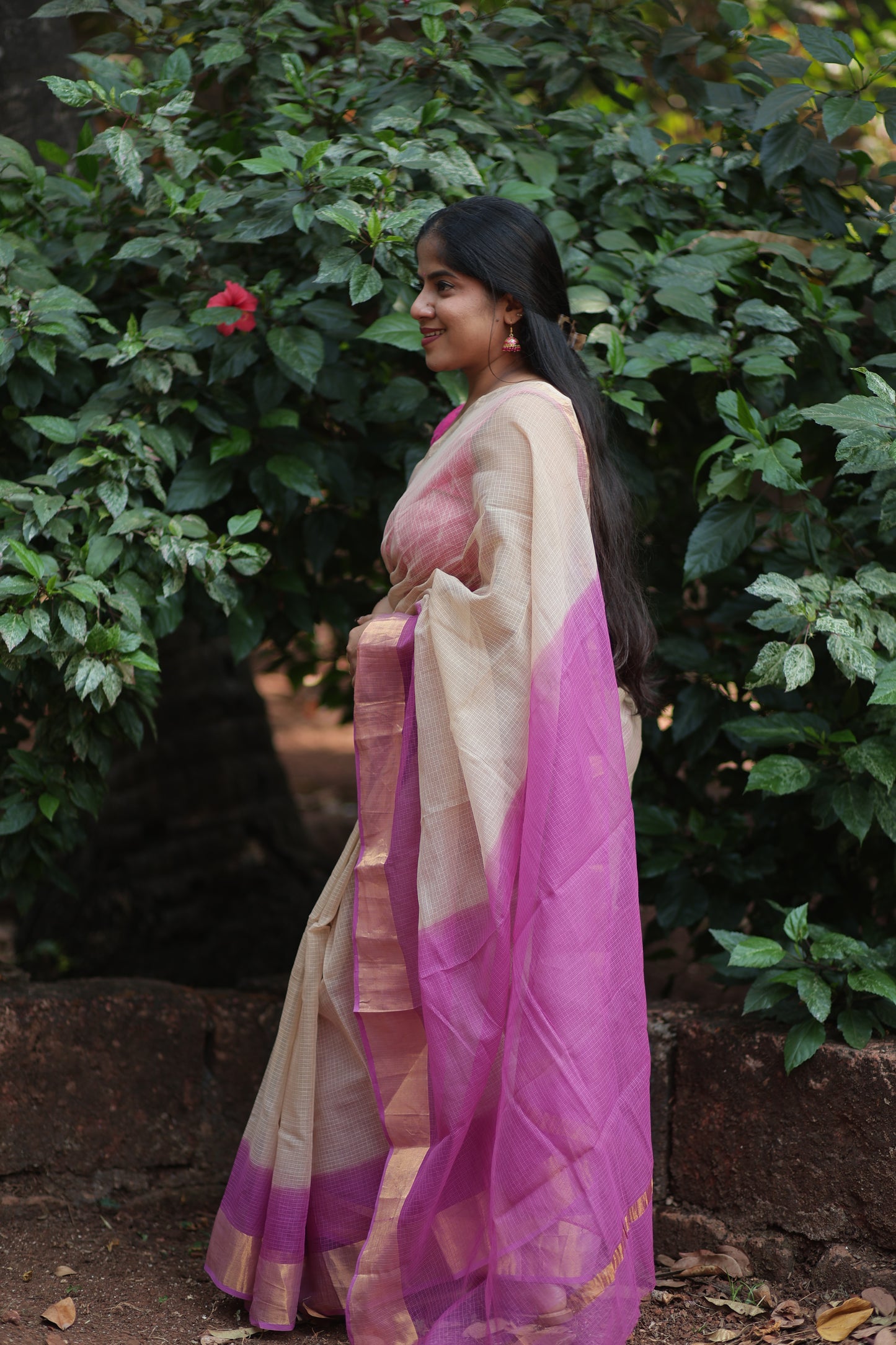 Buff  Ombre-Dyed Kota Doria Saree