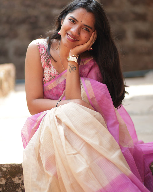 Camel Ombre-Dyed Kota Doria Saree