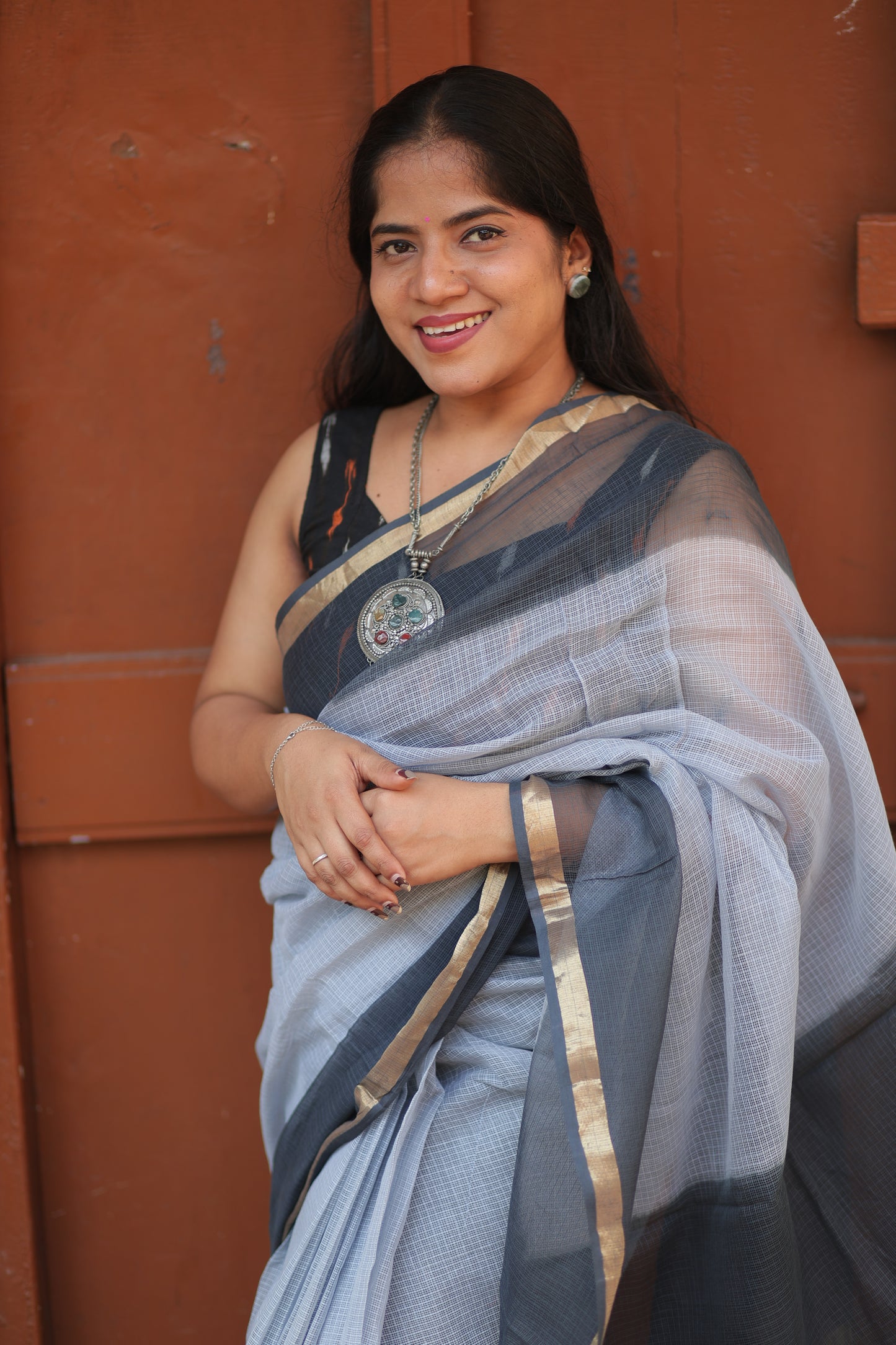 Cloud  Ombre-Dyed Kota Doria Saree