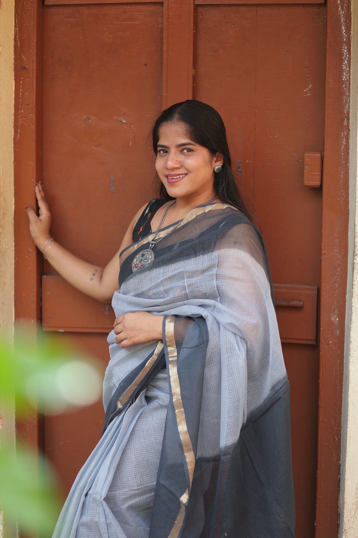 Cloud  Ombre-Dyed Kota Doria Saree