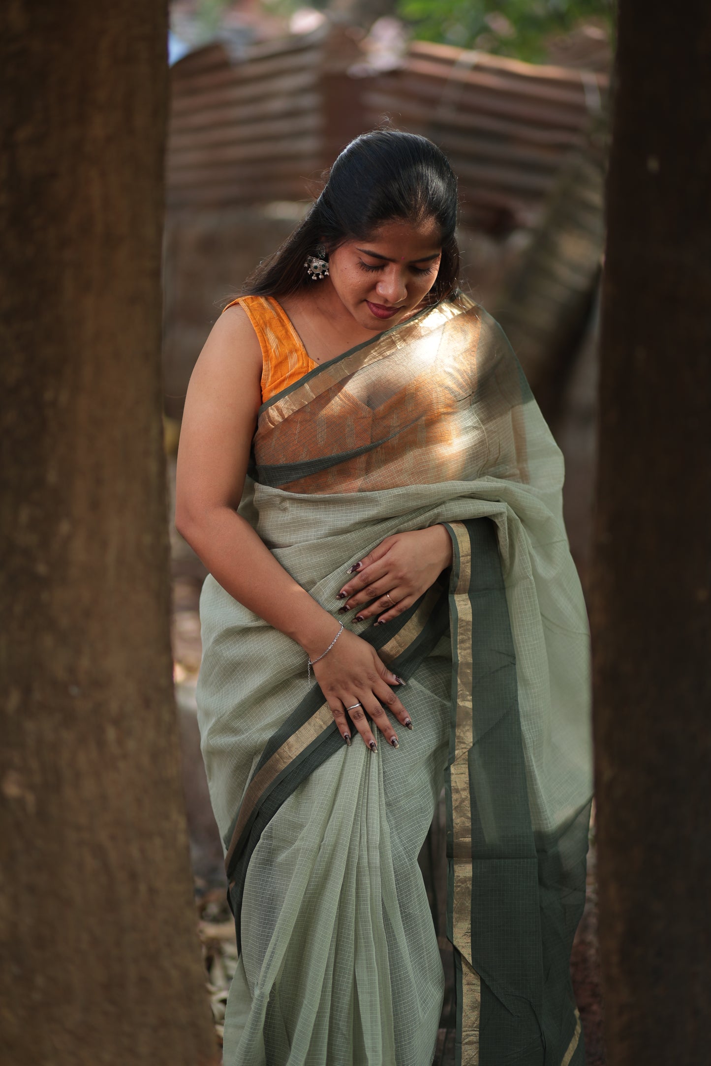 Cloud Ombre-Dyed Kota Doria Saree