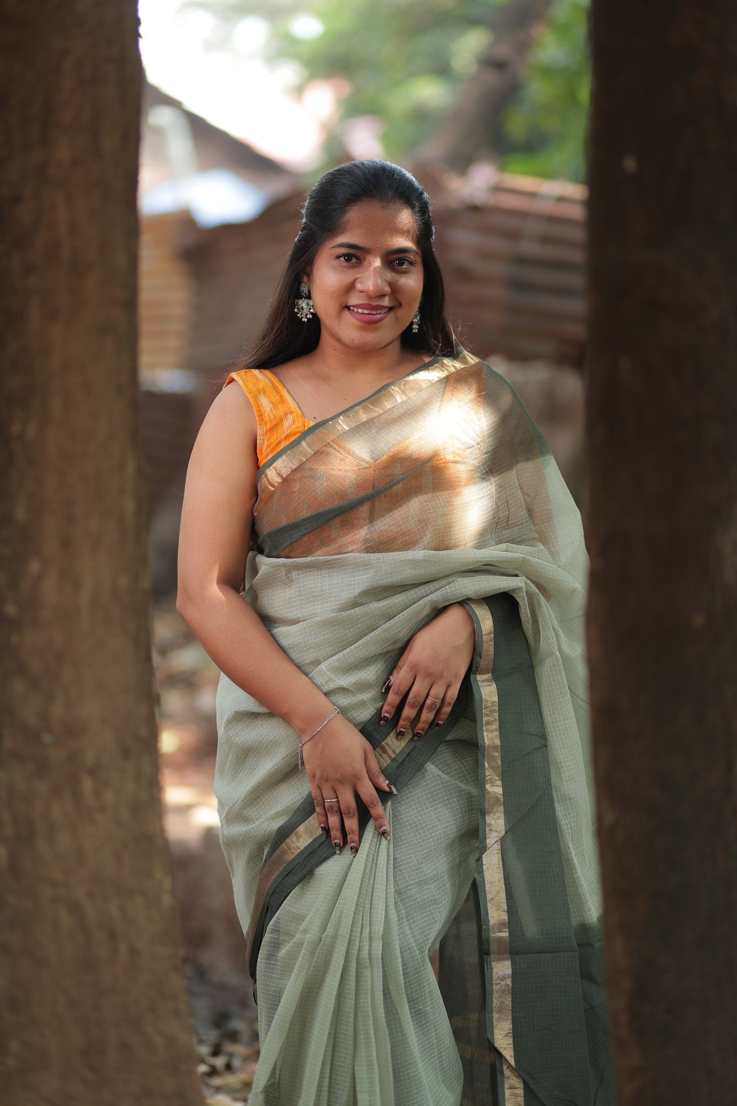 Cloud Ombre-Dyed Kota Doria Saree