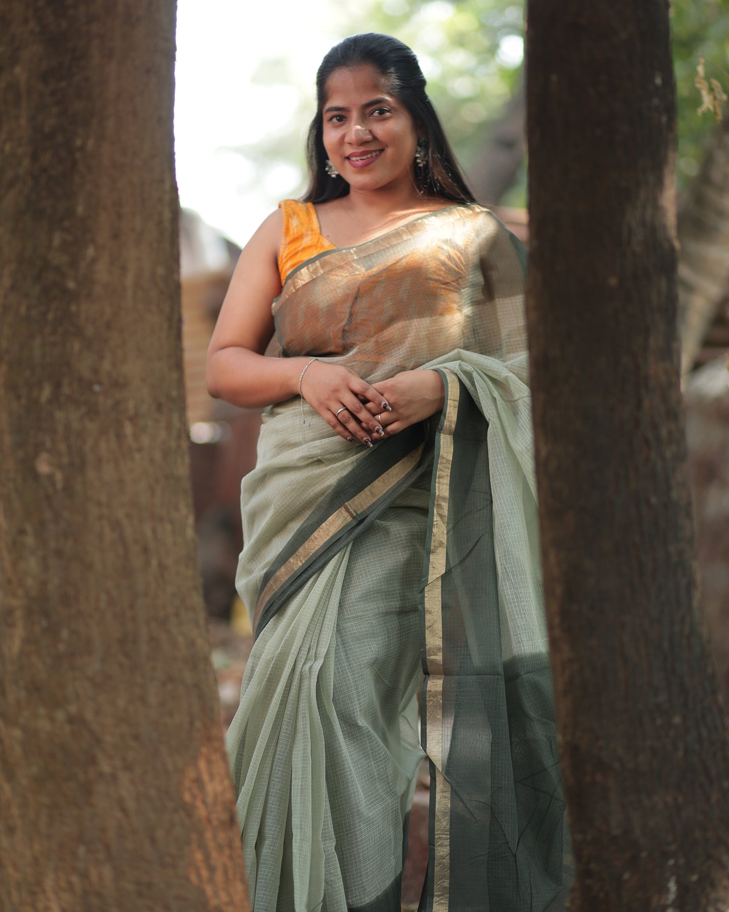 Cloud Ombre-Dyed Kota Doria Saree