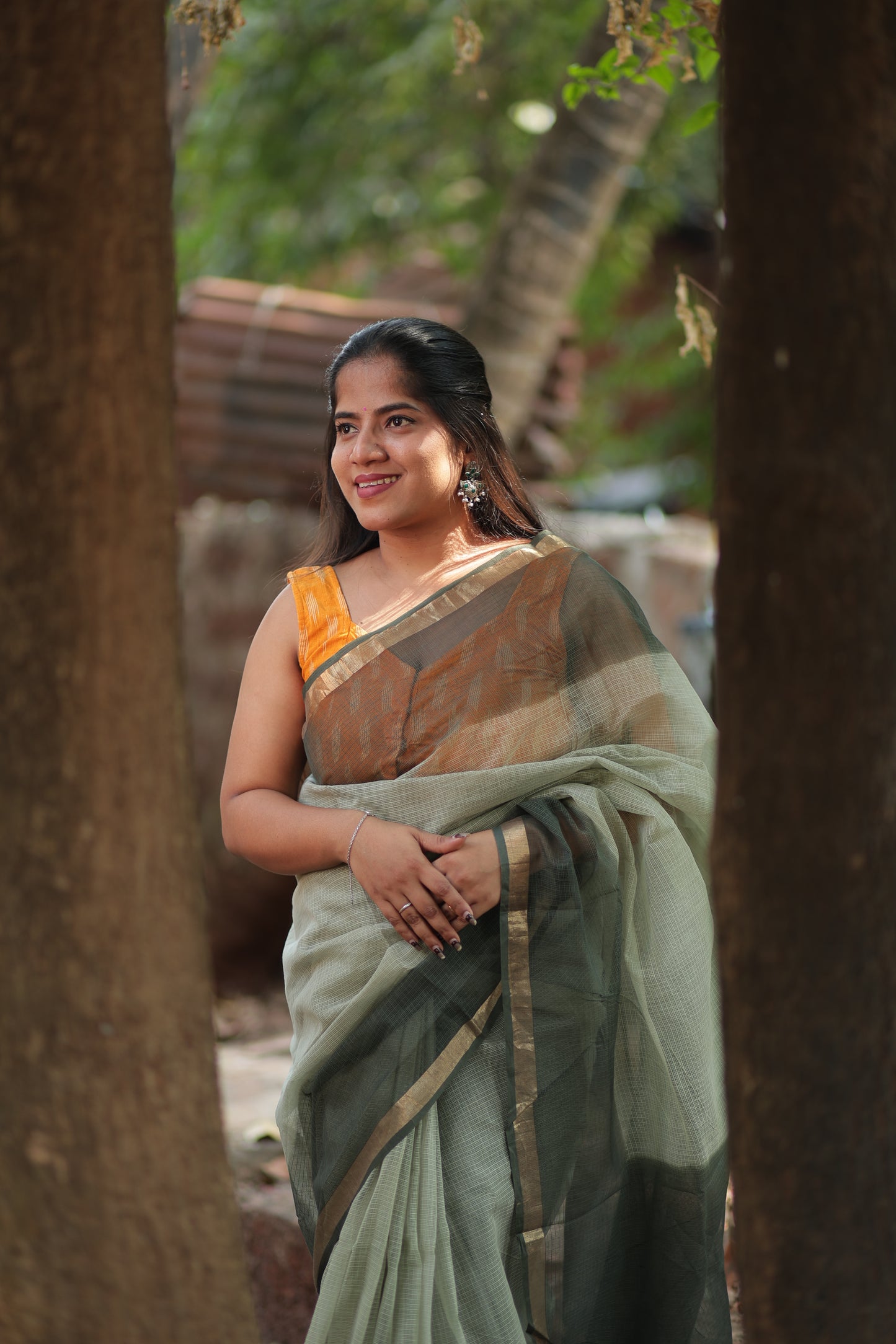 Cloud Ombre-Dyed Kota Doria Saree