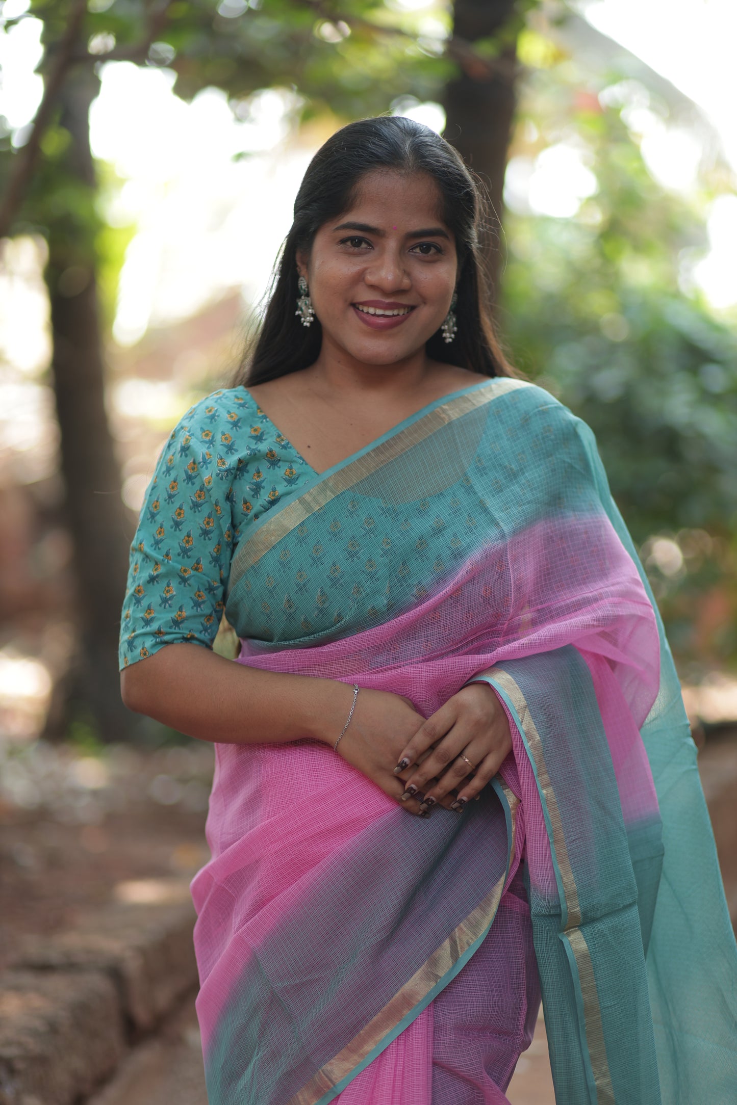 Orchid Ombre-Dyed Kota Doria Saree