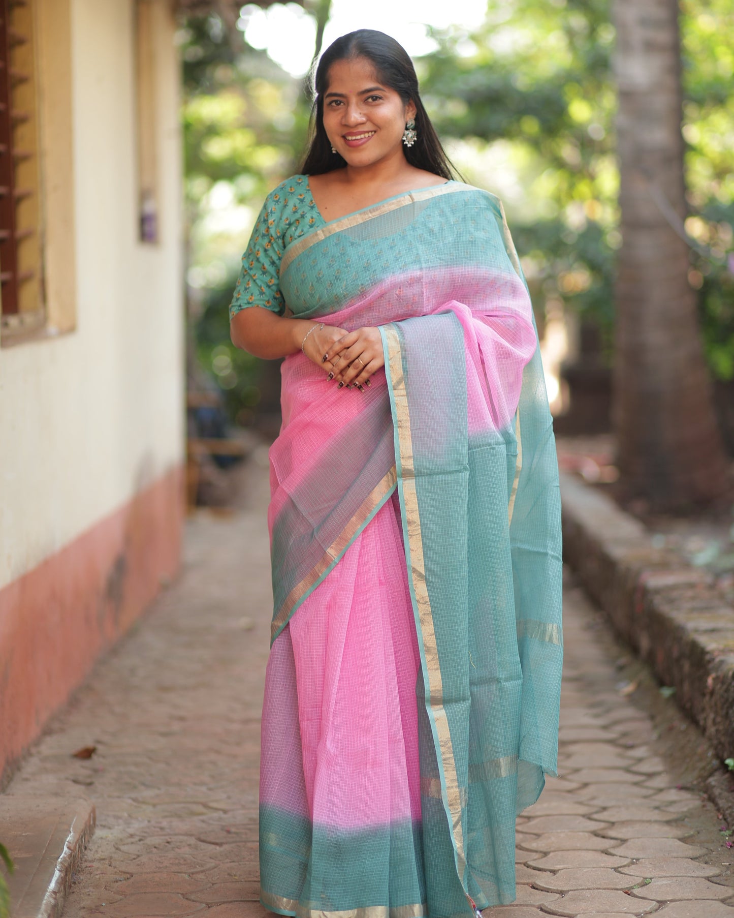 Orchid Ombre-Dyed Kota Doria Saree