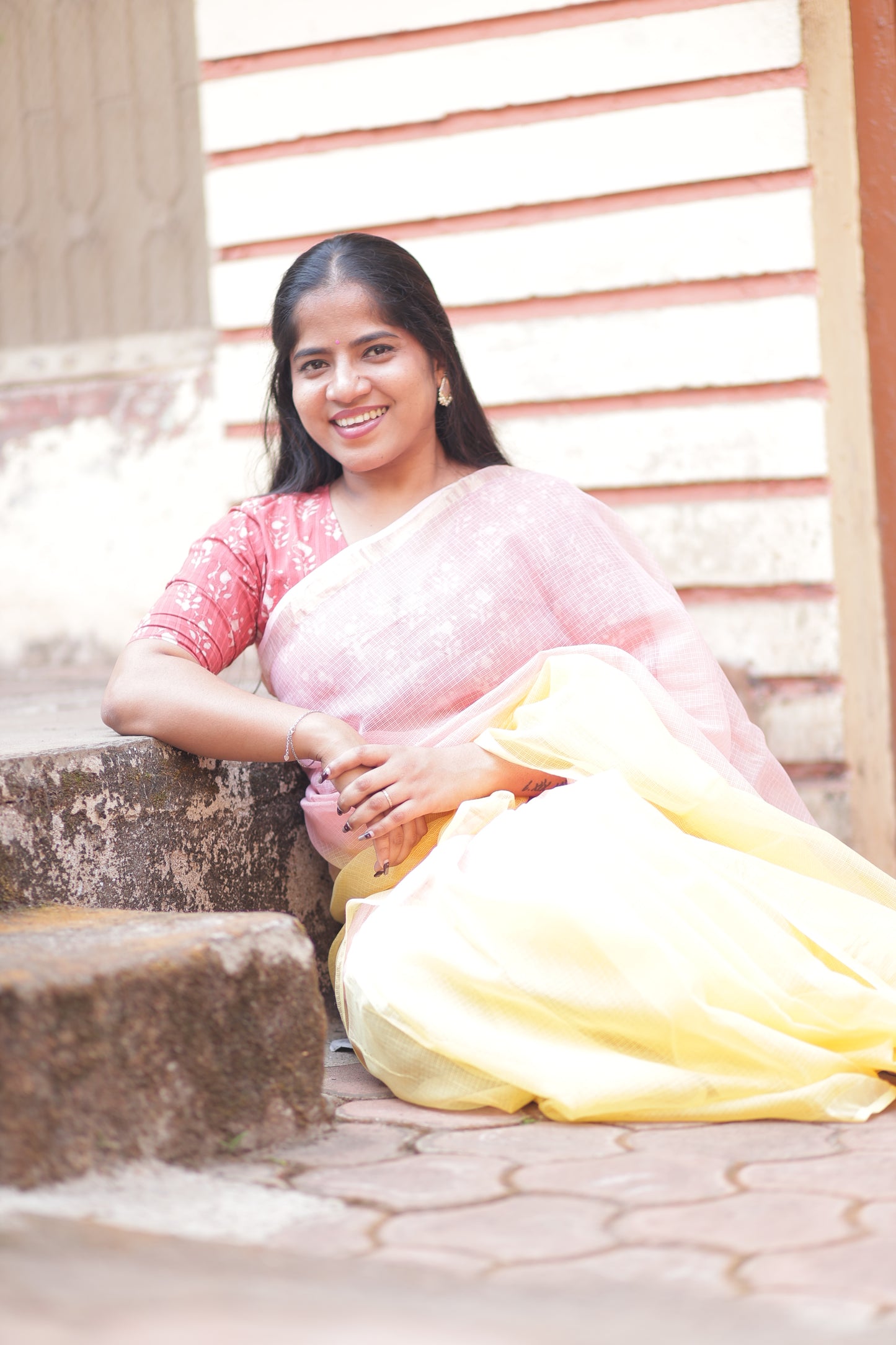 Dusty Ombre-Dyed Kota Doria Saree