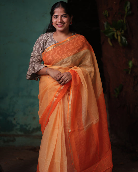 Fire Ombre- Dyed Kota Doria Saree