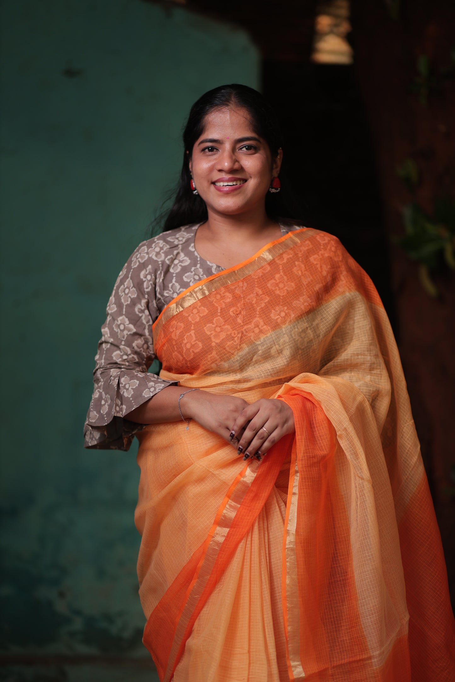 Fire Ombre- Dyed Kota Doria Saree