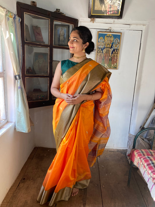 Orange Maheshwari Saree