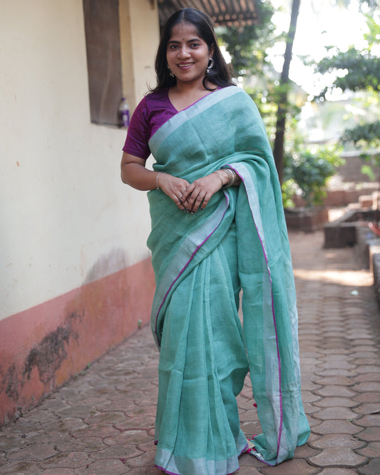 Shamrock Handloom Linen saree
