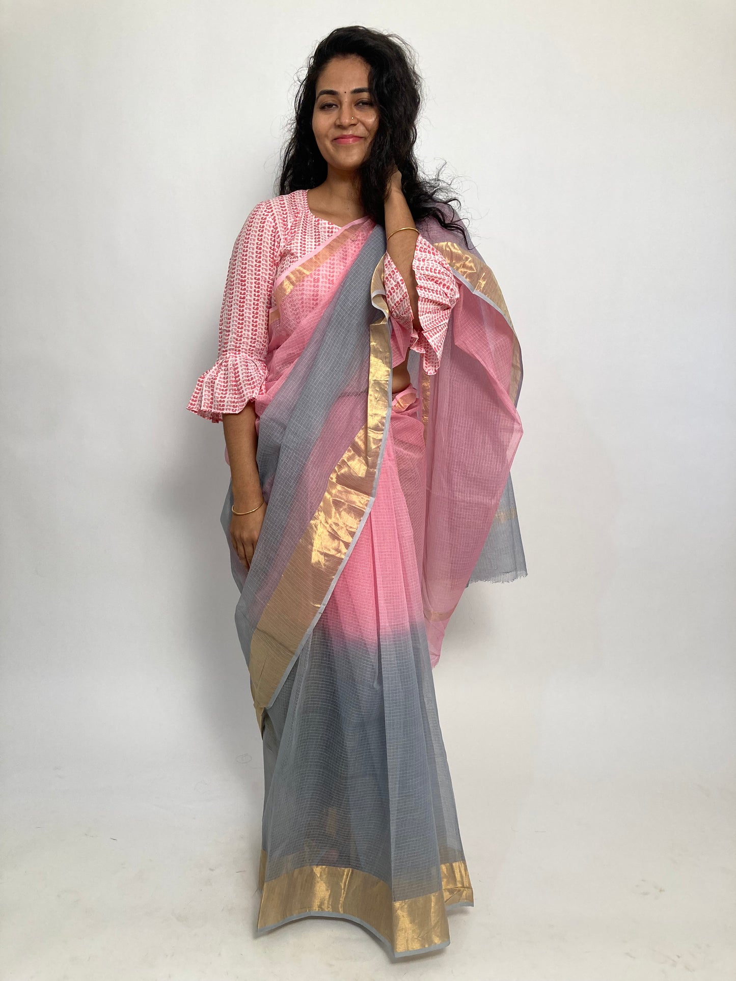 Coin Ombre-Dyed Kota Doria Saree