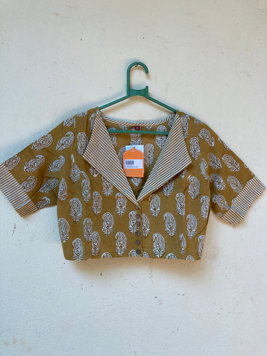 Saffron Handblock Printed Cotton Blouse