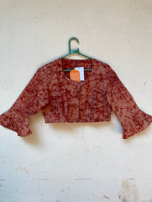 Maroon Block Printed Cotton Blouse