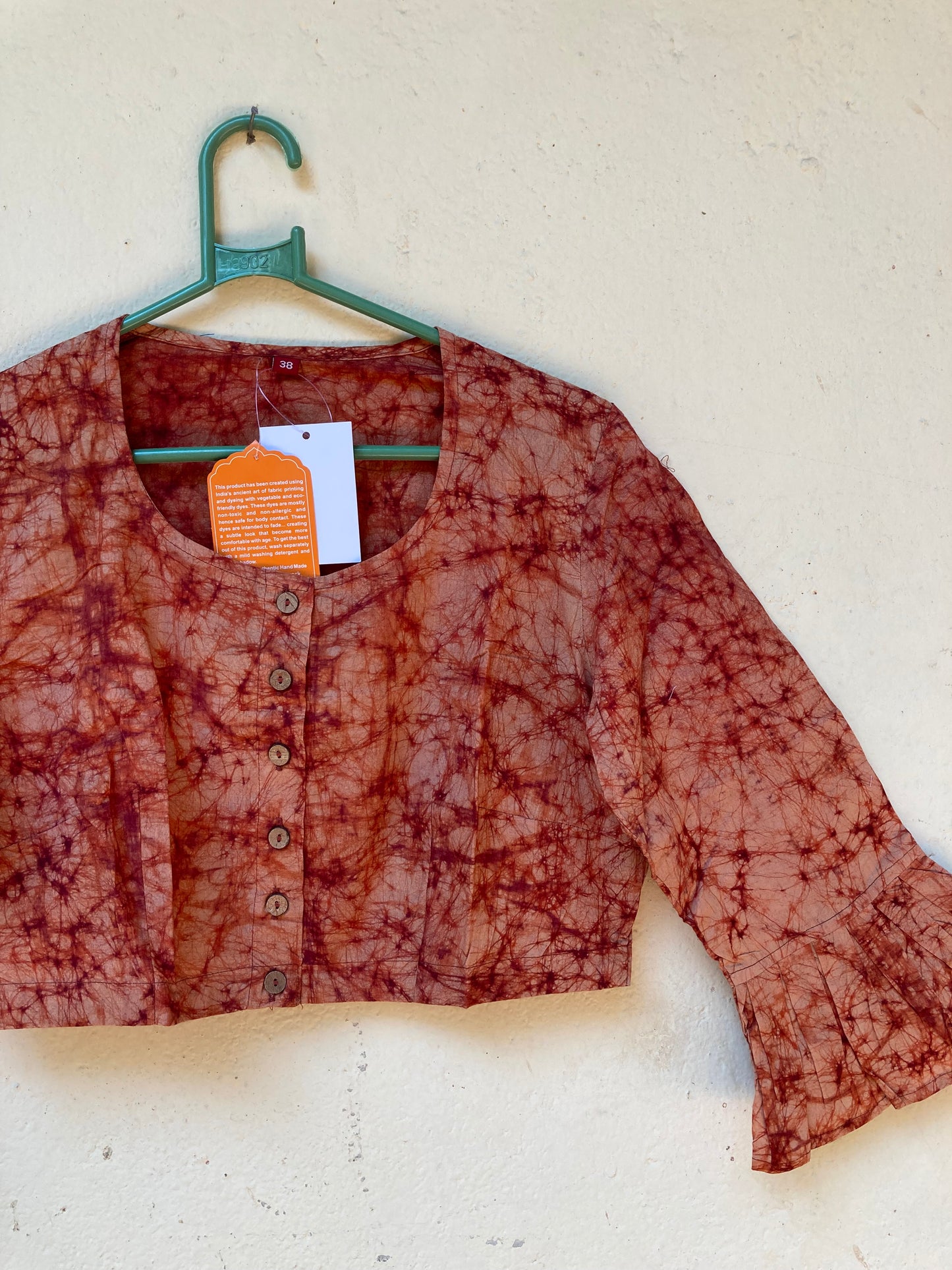 Maroon Block Printed Cotton Blouse