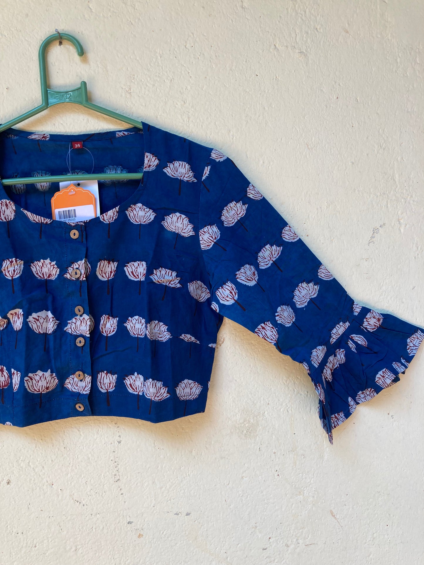 Indigo Handblock Printed Cotton Blouse