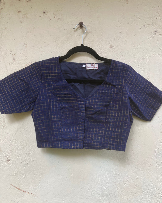 Navy Blue Sungudi Blouse
